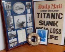 Reproductions from TITANIC memorabilia comprising "History of Events", Thomas Andrew's enginiering