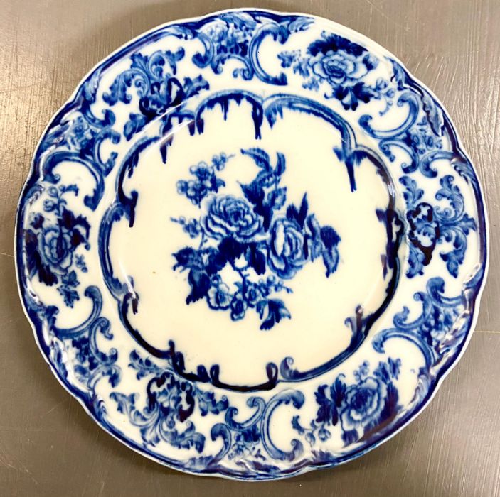 Three New Wharf pottery Co Cambridge Semi Porcelain Flow Blue plate and two bowls - Image 2 of 8