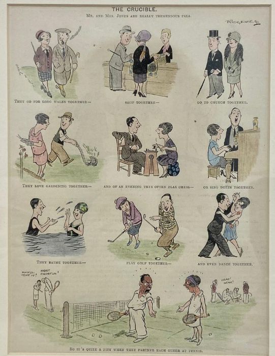 A Selection of three Tennis themed amusing prints. - Image 2 of 10