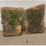 Two faux stone tablets (Ten Commandments) inscribed from the movie the Ten Commandments inscribed in