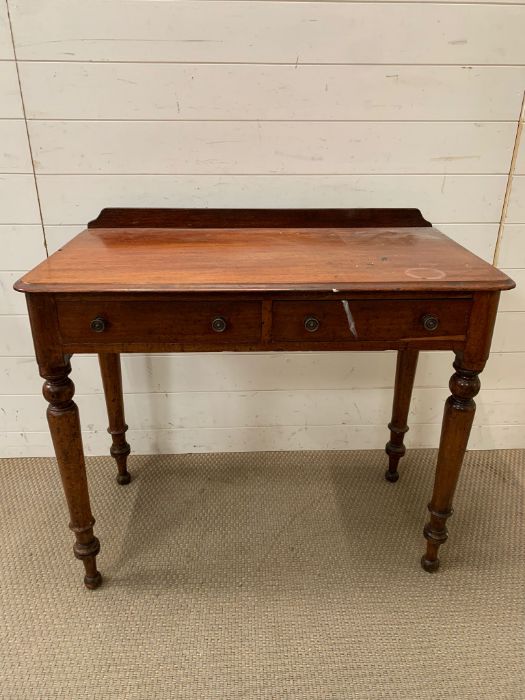 A mahogany wash stand on turn legs and drawers to centre AF (H79cm W90cm D49cm)Condition Report Chip - Image 2 of 5