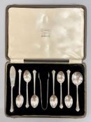 A Boxed set of silver teaspoons by Lanson Ltd, hallmarked for Birmingham.