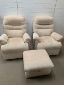 A Pair of Cream armchairs and a footstool