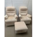 A Pair of Cream armchairs and a footstool