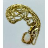 A 14ct gold chain with opal pendant (Total weight 4.8g)