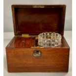 A rosewood tea caddy AF and a wooden cigar or cigarette box