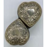 A Victorian silver heart shaped jewellery box