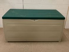 A Keter garden storage box (H62cm W120cm D53cm)