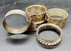 Four silver napkin rings