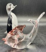 A V.Nason and C Murano Italian glass fish and one glass penguin