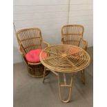 A Mid Century bamboo conservatory chairs and table