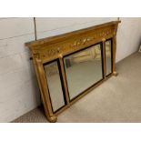 A Regency gilt over mantle mirror with three mirrors (H72cm W124cm) !!!!!!!!!!