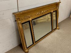 A Regency gilt over mantle mirror with three mirrors (H72cm W124cm) !!!!!!!!!!