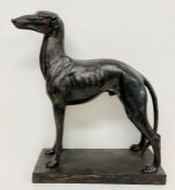 A faux sculpture of a greyhound