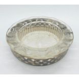 A silver and glass small bowl, marked Sterling silver