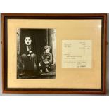 A Framed letter signed by Charlie Chaplin and a photograph