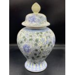 A blue and white ginger jar with shades of green (H34cm)