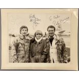 The New Avengers, an autographed photo by Joanna Lumley, Gareth Hunt and Patrick Macnee