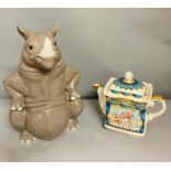 A hippo cookie jar and a midsummer night dream teapot