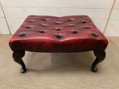 A leather button footstool (H32cm W60cm D48cm)