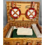 A Picnic basket with Royal Grafton cups, tartan theme