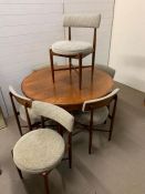 A G-plan circular table with six Mid Century chairs