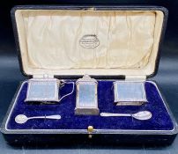 A boxed set of silver salts by C & S Ltd, hallmarked for Birmingham