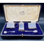 A boxed set of silver salts by C & S Ltd, hallmarked for Birmingham