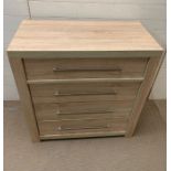 A four drawer contemporary chest of drawers (H99cm W92cm D44cm)