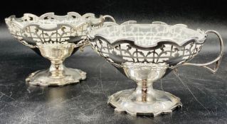 Two silver fruit bowls with glass liner hallmarked for Sheffield 1938 (Total Silver Weight 375g)