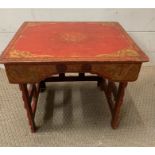 A red oriental ceremonial style folding end table (H33cm W39cm D33cm)