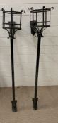 A pair if wrought iron hanging wall baskets (H127cm Dia28cm)