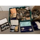 A selection of silver plated items