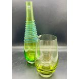 A studio LSA green vase and one other