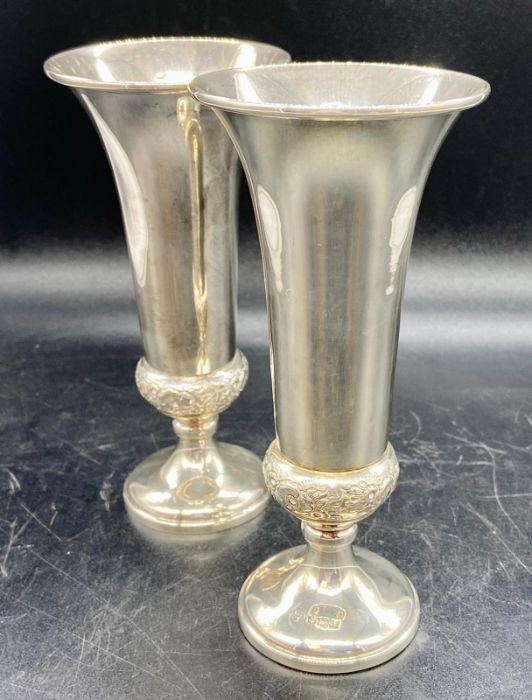 A Pair of silver vases (Total weight 244g) Birmingham 1969 by A Chick & Sons Ltd