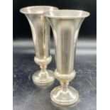 A Pair of silver vases (Total weight 244g) Birmingham 1969 by A Chick & Sons Ltd