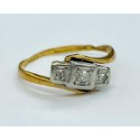 An 18ct gold and platinum mounted diamond ring AF (1.7g)