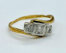 An 18ct gold and platinum mounted diamond ring AF (1.7g)