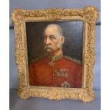 A 19th century English school, 'Decorated officer', oil on painting, within a gilded frame (58cm x