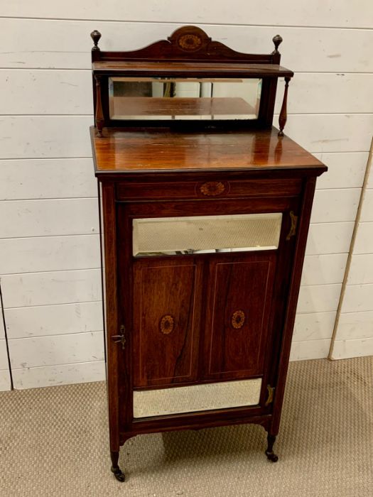 A mahogany music cabinet with mirror glass (H124cm W53cm D38cm) - Image 2 of 4