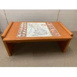 A Mid Century coffee table with a map of the Uk printed to top (H43cm W100cm D59cm)