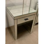 A pair of mirrored bedsides with drawer to centre (H64cm Sq49cm)