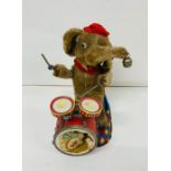 A vintage tin plate toy, made in Japan "Elephant Drummer"