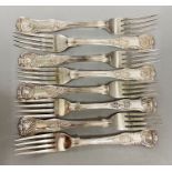 A set of eight silver forks (Total weight 798g) please see photos for hallmarks