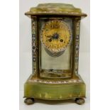 A French eight day onyx and cloisonné mantle clock with mercury movement for Hamilton in Edinburgh