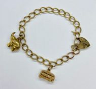 A 9ct gold charm bracelet (Total Weight 5.1g)