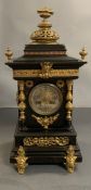 A Lenzkirch brass mantel clock, inlaid ebony case. Serial number 346705