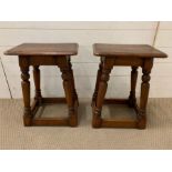 A pair of 19th century fruitwood stools (H53cm W40cm D29cm)