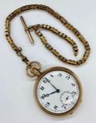 A 9ct gold pocket watch(Approximate Total Weight 84g) with a 9ct gold Albert chain (26g