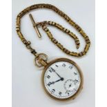 A 9ct gold pocket watch(Approximate Total Weight 84g) with a 9ct gold Albert chain (26g